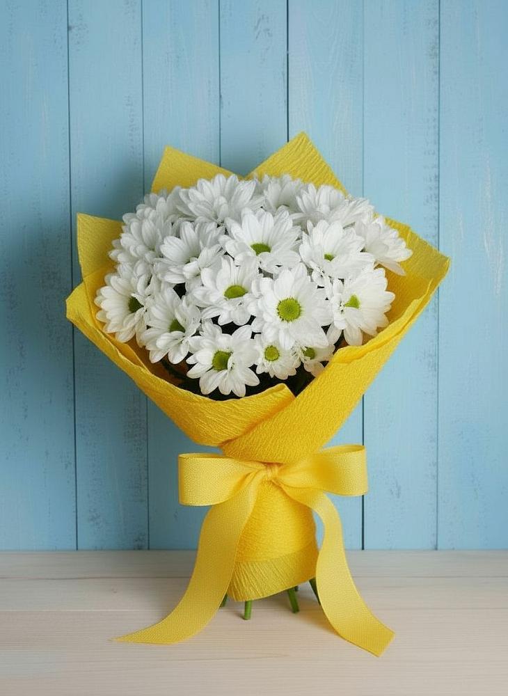 Букет Застенчивые лепестки в Грибки Букет цветов из: Хризантемы в Грибки