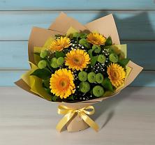 Букет цветов из:  Герберы и Хризантемы в Грибки