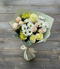 Букет цветов из:  Альстромерии, Розы и Хризантемы в Грибки