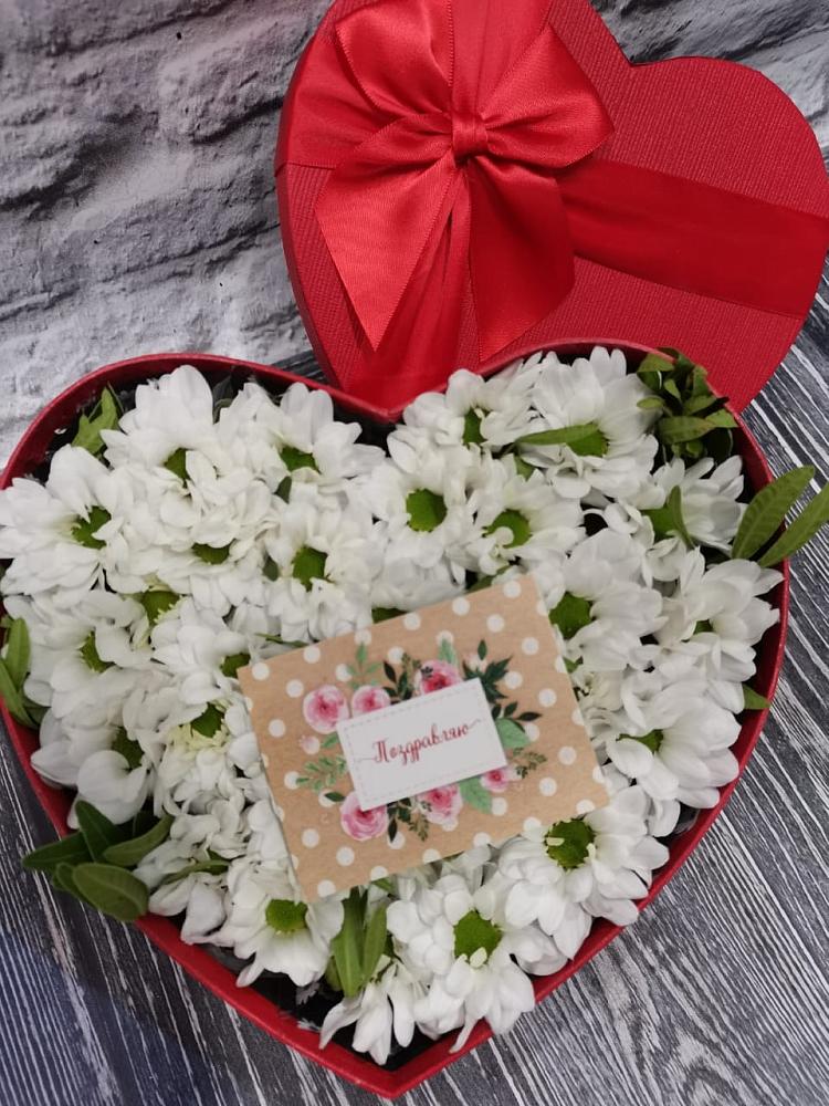 Цветочная композиция из Хризантемы в виде сердца в Грибки